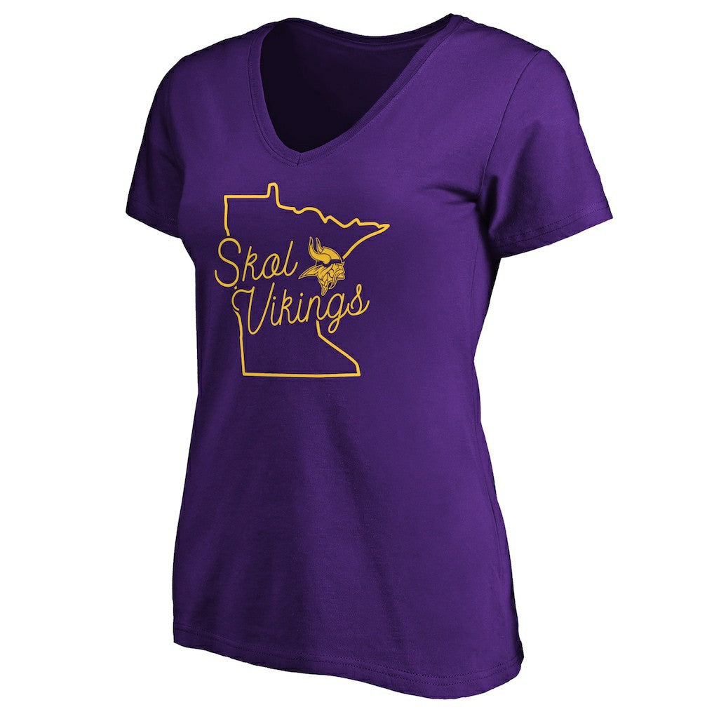 Minnesota Vikings Women's Script V-Neck T-Shirt Purple | NFL
