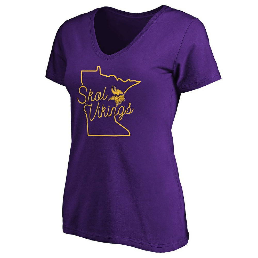Minnesota Vikings Women's Script V-Neck T-Shirt Purple | NFL