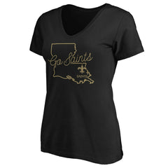 New Orleans Saints Women's Script V-Neck T-Shirt Black | NFL