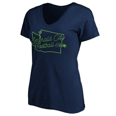 Seattle Seahawks Women's Script V-Neck T-Shirt College Navy | NFL