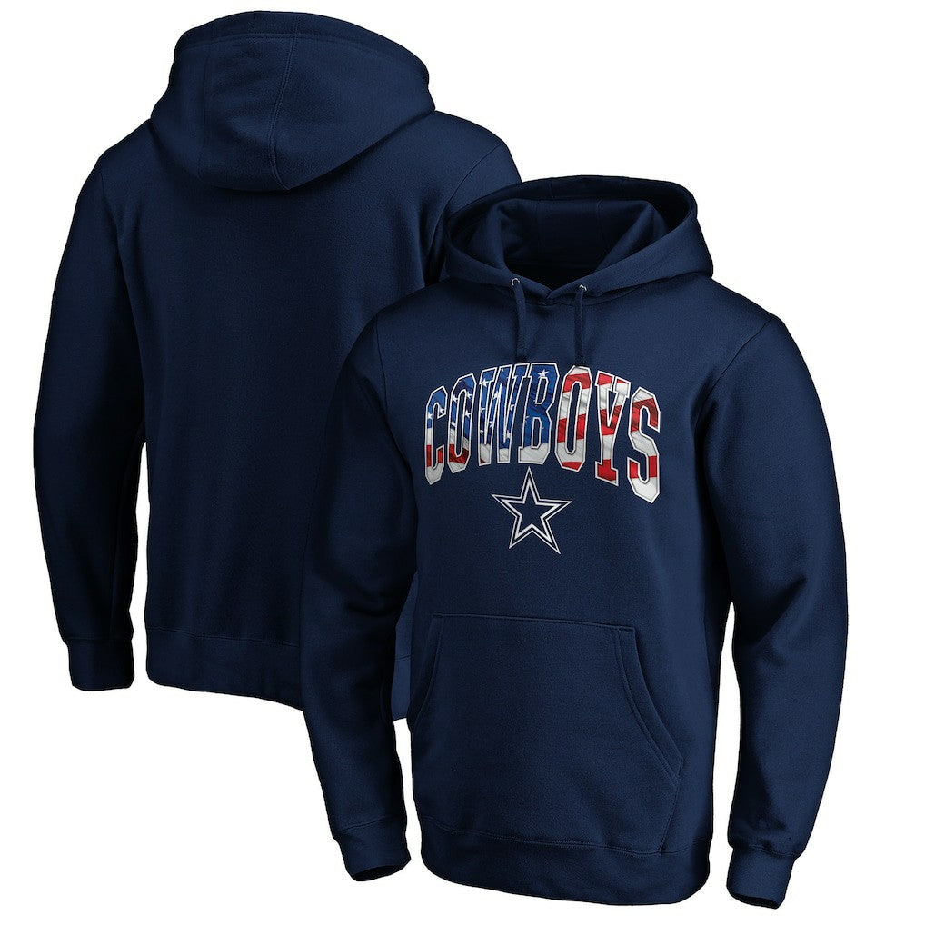Dallas Cowboys Banner Wave Pullover Hoodie Navy | NFL