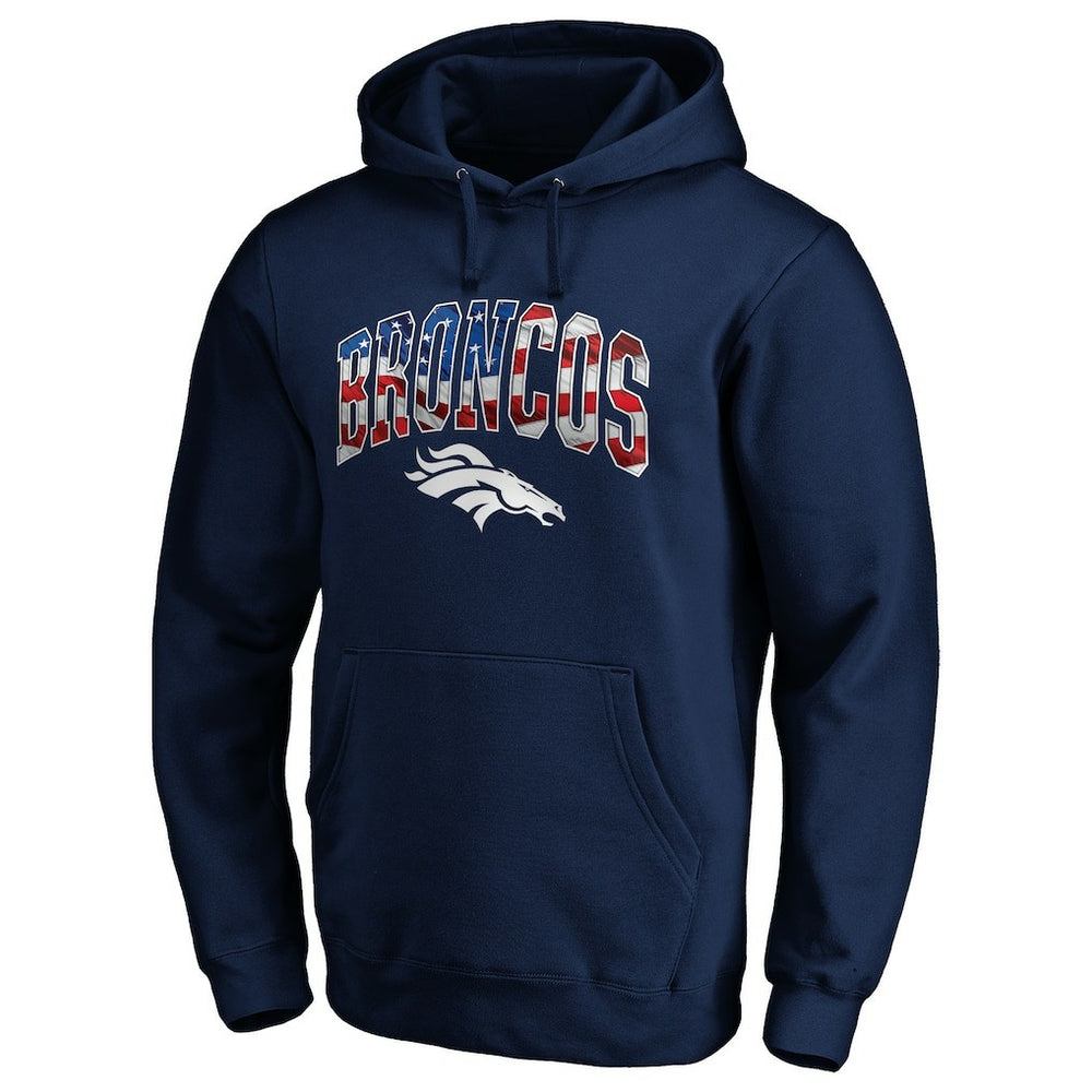 Denver Broncos Banner Wave Pullover Hoodie Navy | NFL