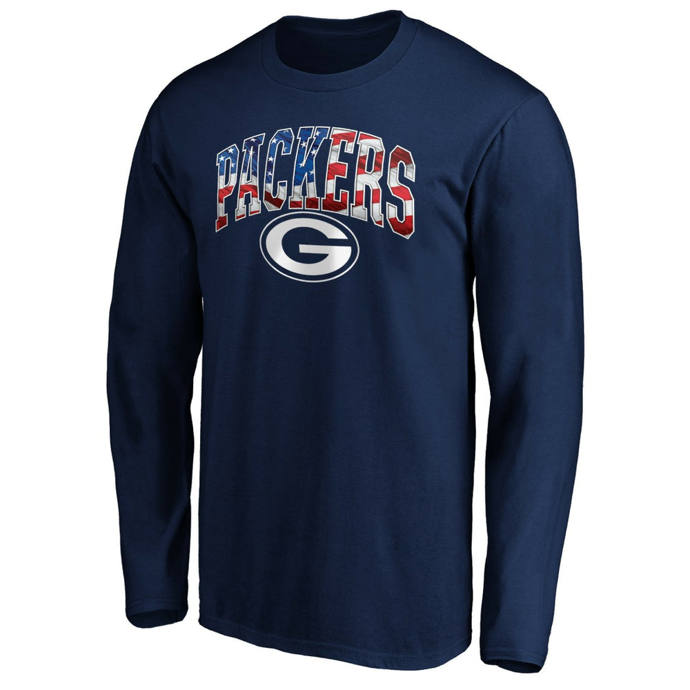 Green Bay Packers Banner Wave Long Sleeve T-Shirt Navy | NFL