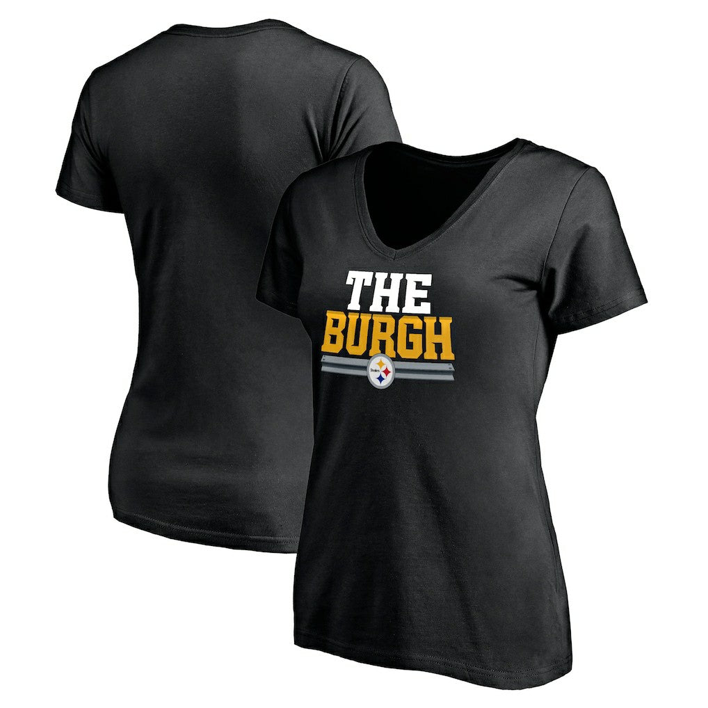 Pittsburgh Steelers Women's Hometown Collection The Burgh V-Neck T-Shirt Black | NFL