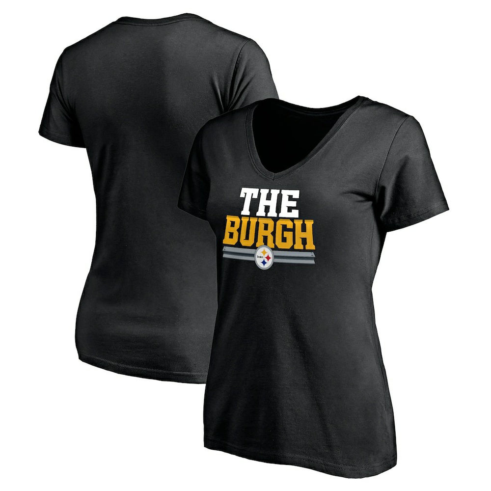 Pittsburgh Steelers Women's Hometown Collection The Burgh V-Neck T-Shirt Black | NFL
