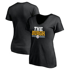 Pittsburgh Steelers Women's Hometown Collection The Burgh V-Neck T-Shirt Black | NFL