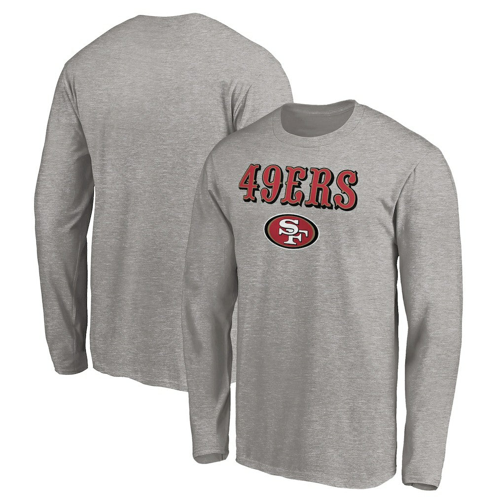 San Francisco 49ers Team Lockup Long Sleeve T-Shirt Gray | NFL