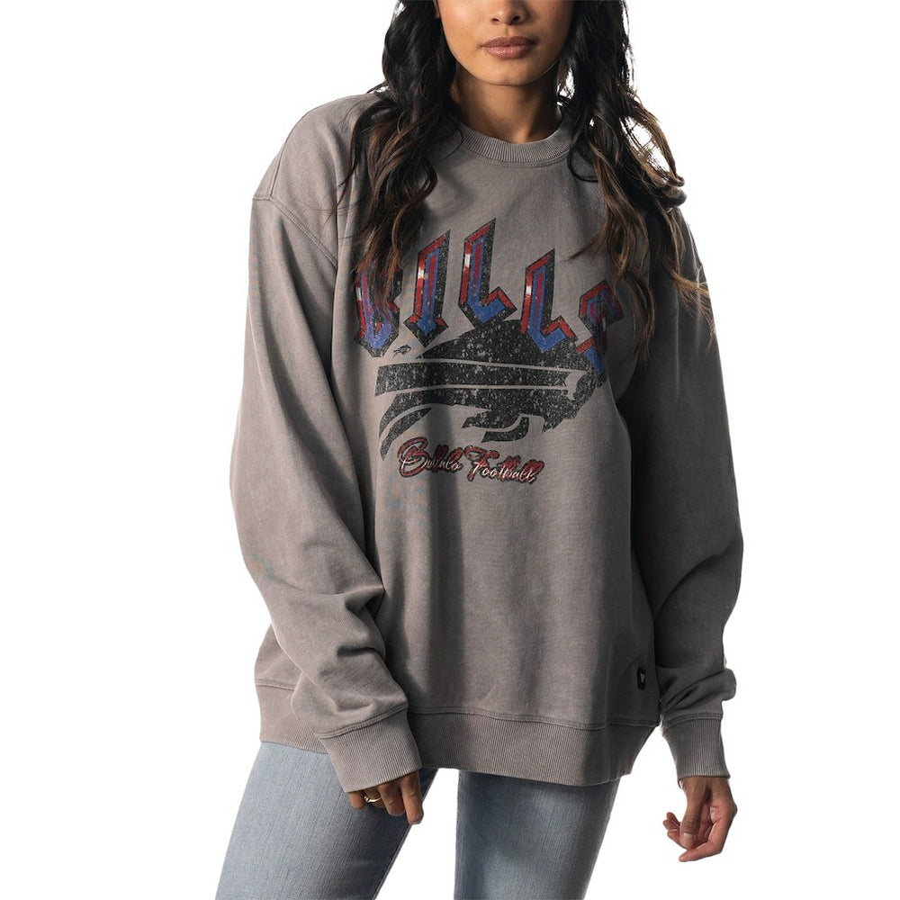 Buffalo Bills The Wild Collective Unisex Distressed Pullover Sweatshirt Gray | NFL
