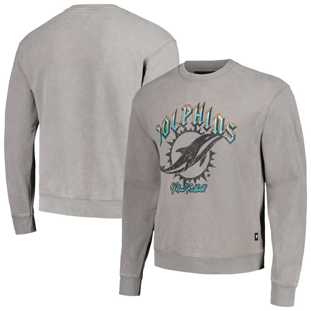 Miami Dolphins The Wild Collective Unisex Distressed Pullover Sweatshirt Gray | NFL