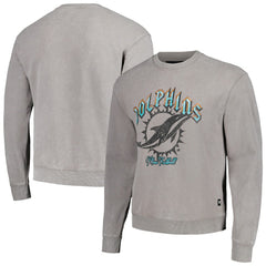 Miami Dolphins The Wild Collective Unisex Distressed Pullover Sweatshirt Gray | NFL