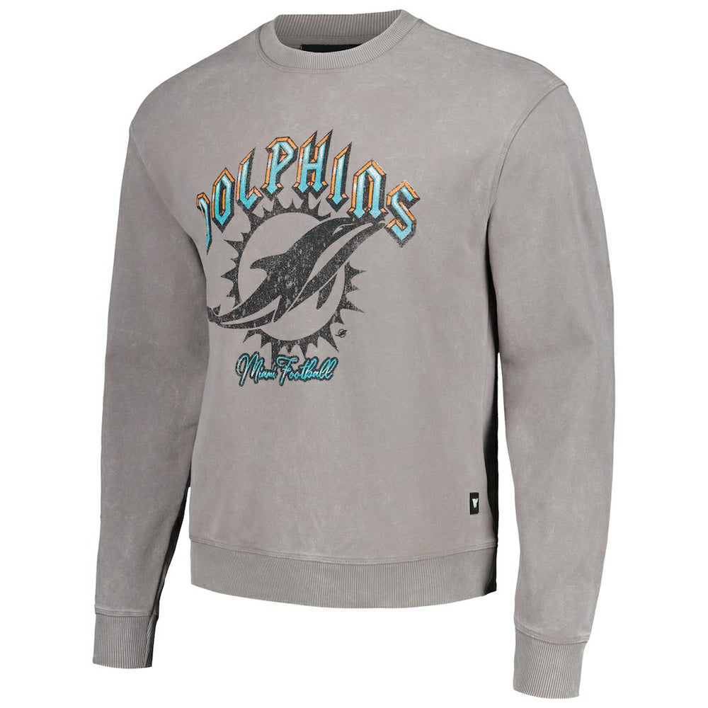 Miami Dolphins The Wild Collective Unisex Distressed Pullover Sweatshirt Gray | NFL