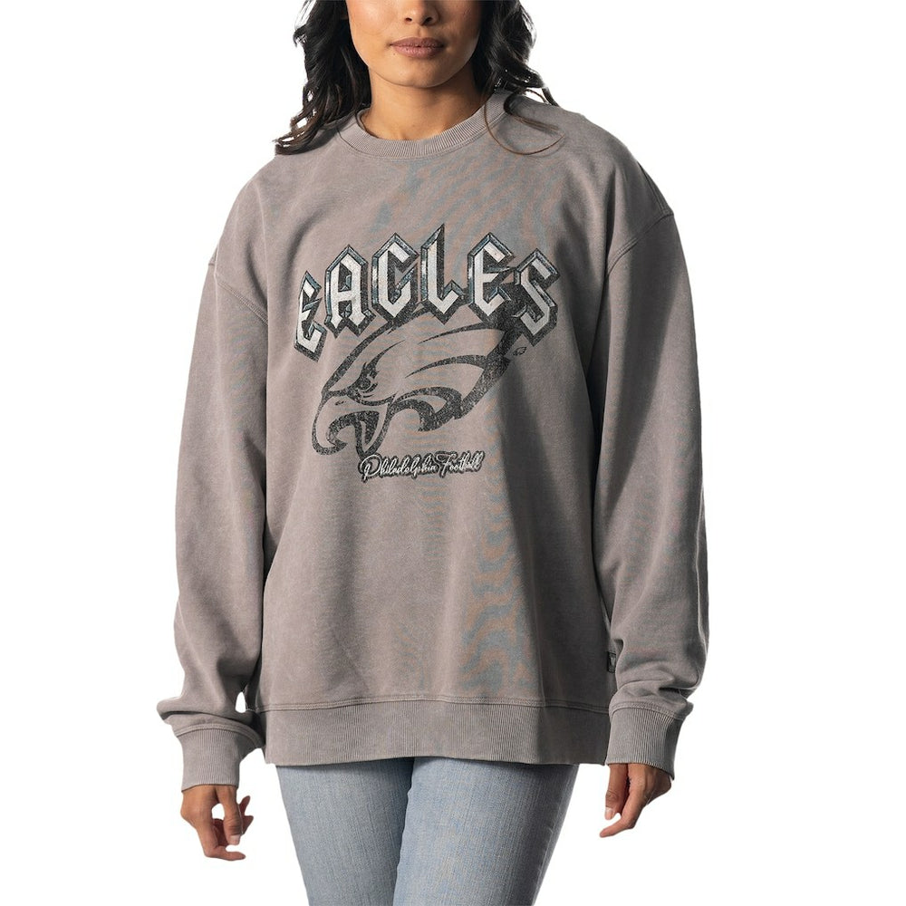 Philadelphia Eagles The Wild Collective Unisex Distressed Pullover Sweatshirt Gray | NFL