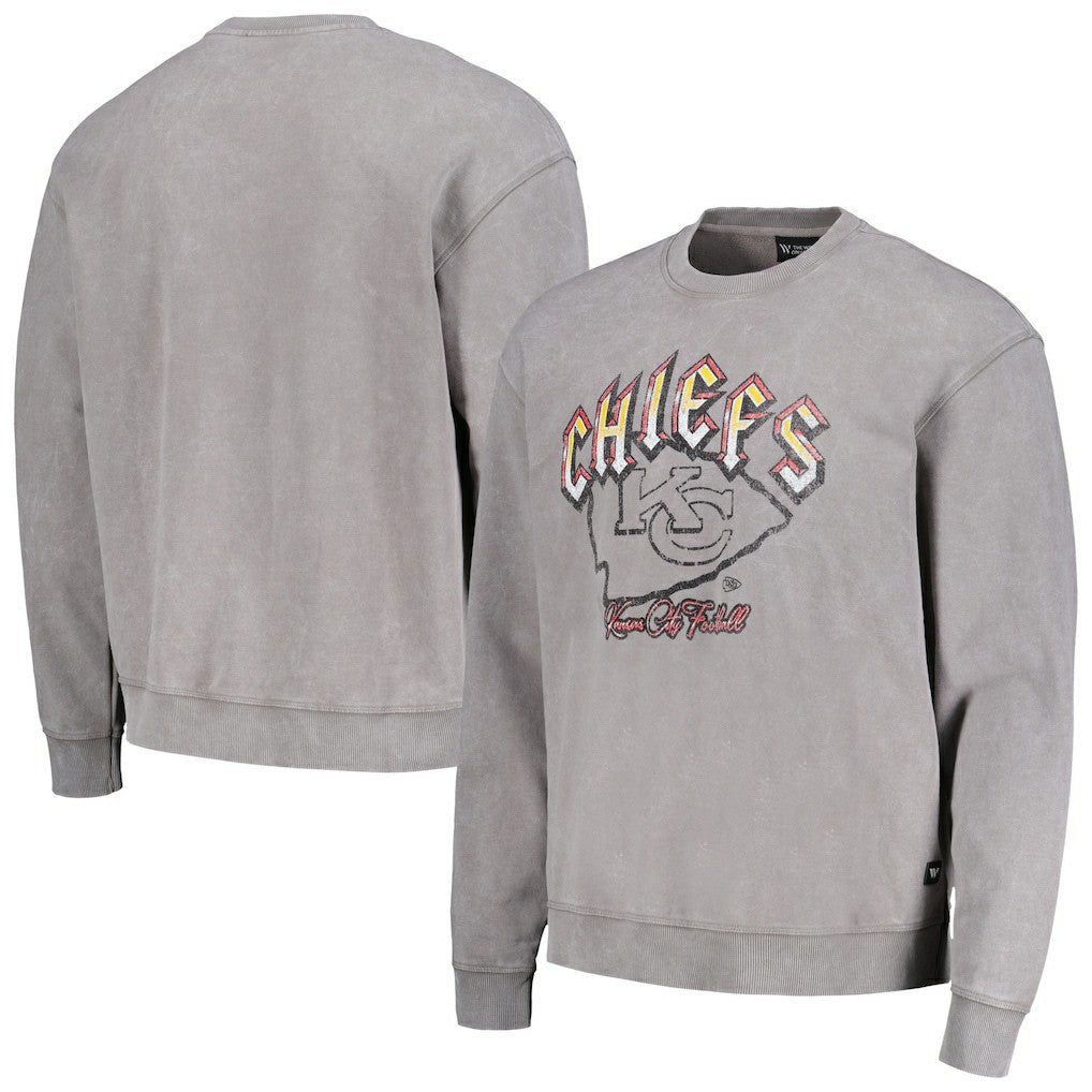 Kansas City Chiefs The Wild Collective Unisex Distressed Pullover Sweatshirt Gray | NFL