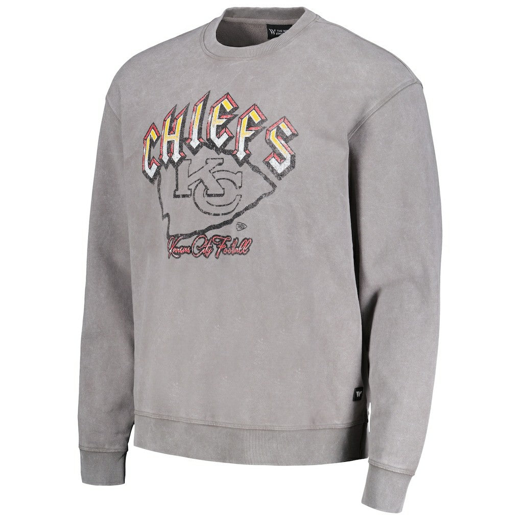 Kansas City Chiefs The Wild Collective Unisex Distressed Pullover Sweatshirt Gray | NFL