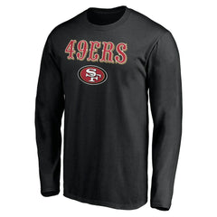 San Francisco 49ers Team Lockup Long Sleeve T-Shirt Black | NFL