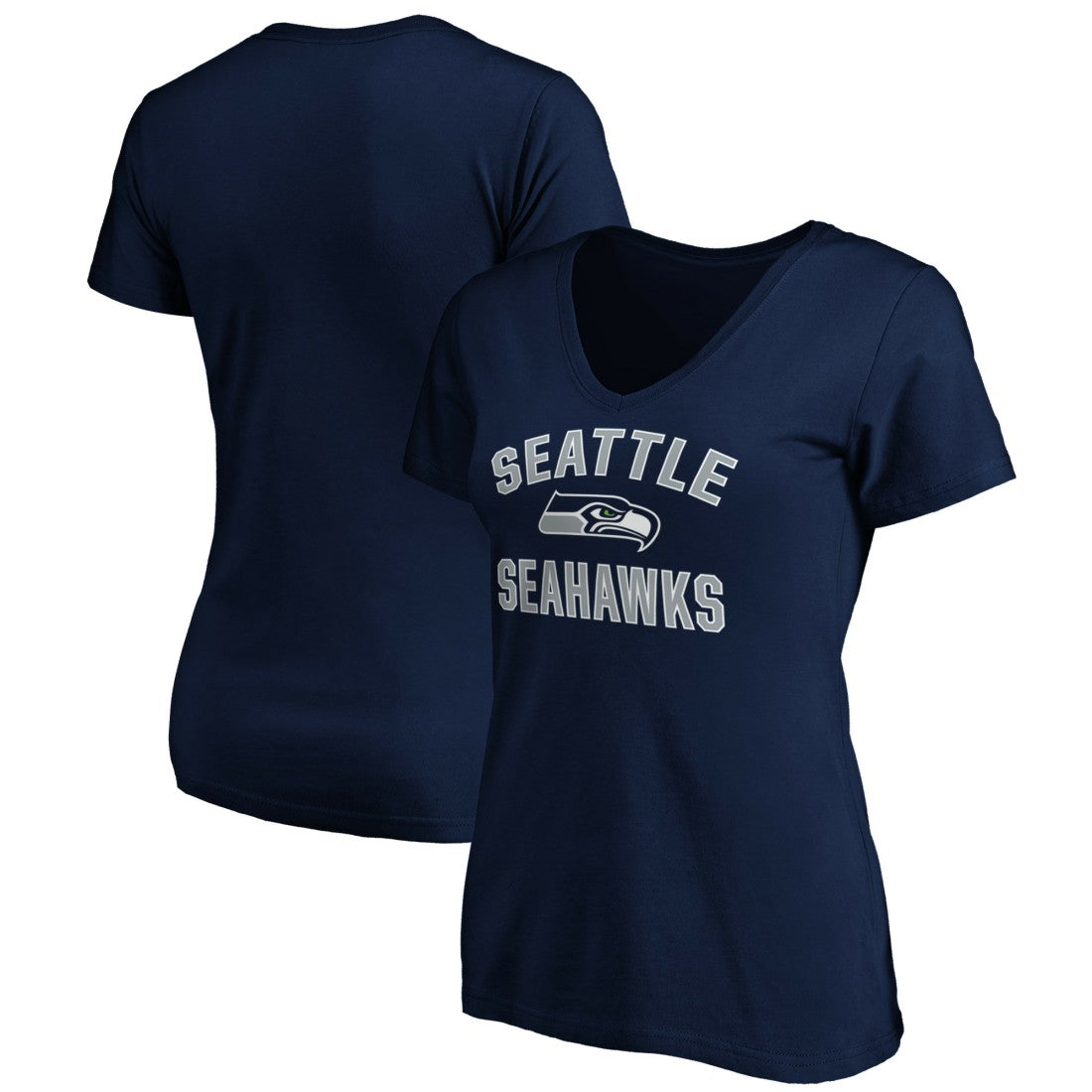 Seattle Seahawks Women's Victory Arch V-Neck T-Shirt College Navy | NFL