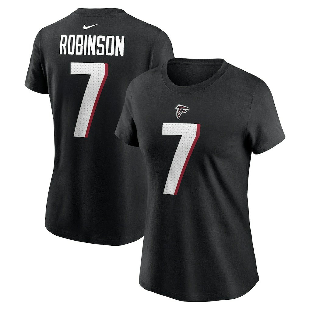 Bijan Robinson Atlanta Falcons Women's Player Name & Number T-Shirt Black | Nike for Sale