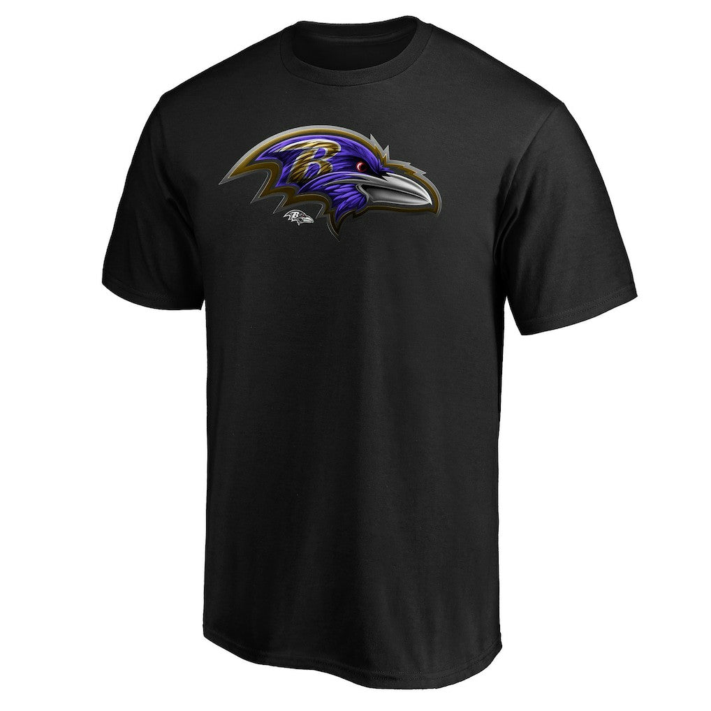 Baltimore Ravens Midnight Mascot Team Logo T-Shirt Black | NFL