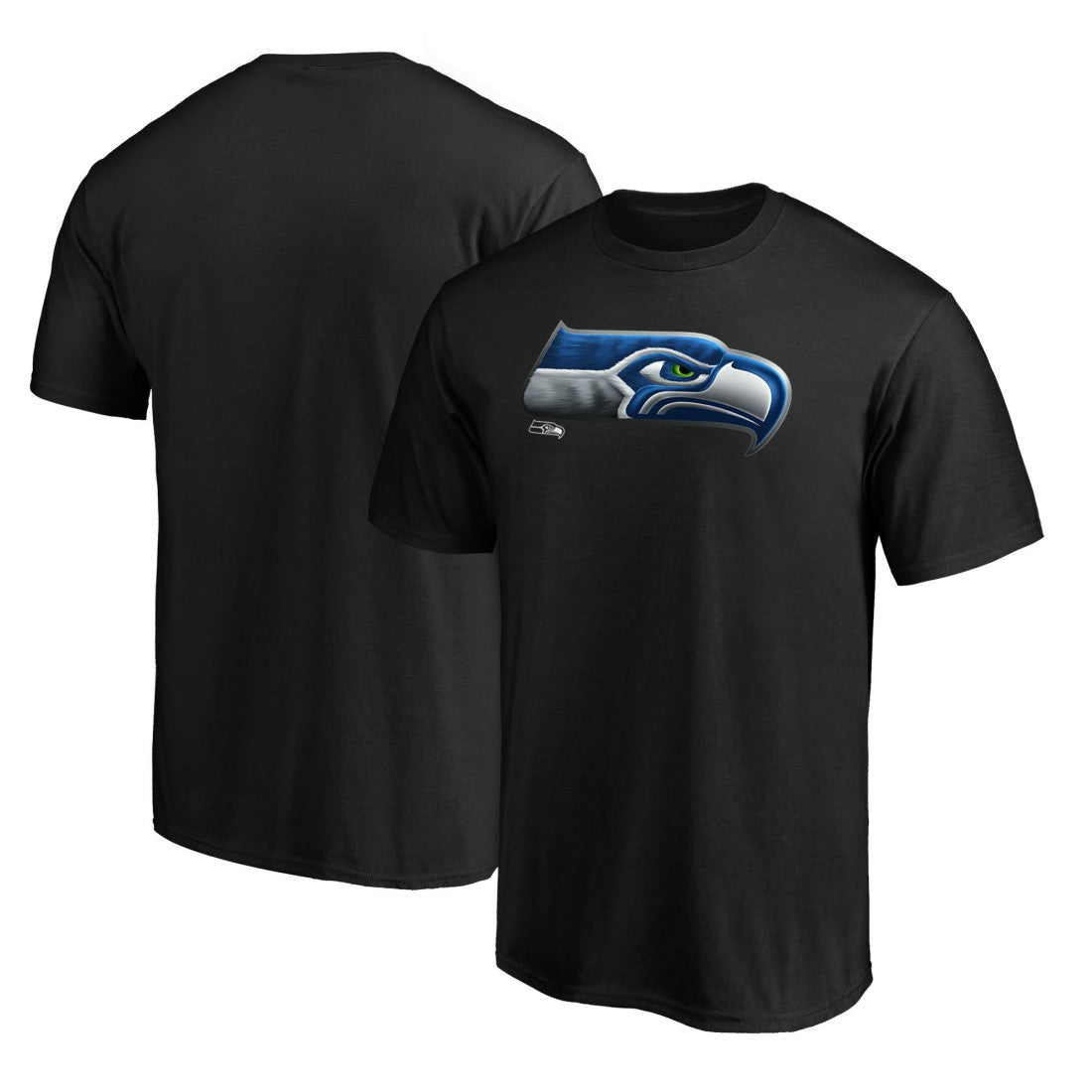 Seattle Seahawks Midnight Mascot Team Logo T-Shirt Black | NFL