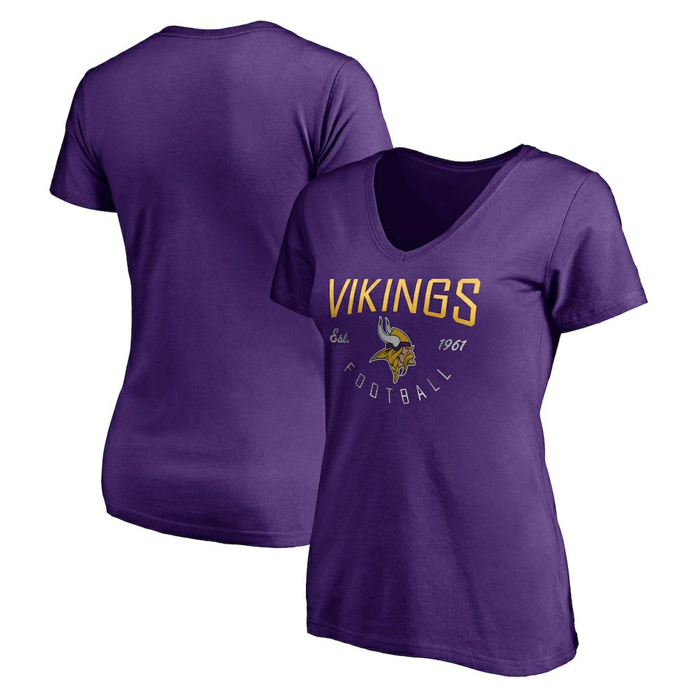 Minnesota Vikings Women's Live For It V-Neck T-Shirt Purple | NFL