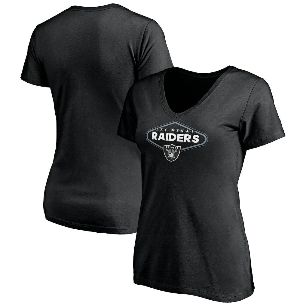 Las Vegas Raiders Women's Hometown Collection 1st Down V-Neck T-Shirt Black | NFL