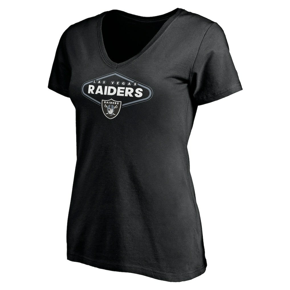 Las Vegas Raiders Women's Hometown Collection 1st Down V-Neck T-Shirt Black | NFL