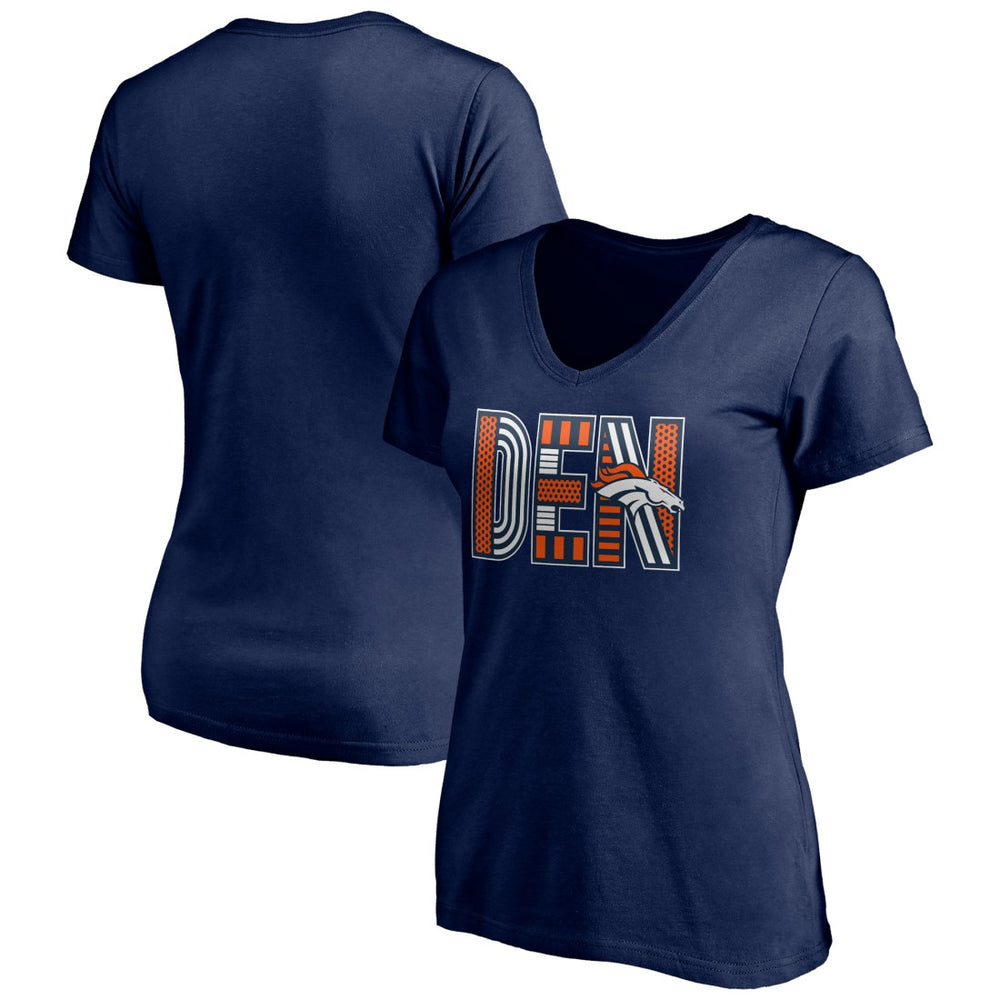 Denver Broncos Women's Hometown Collection V-Neck T-Shirt Navy | NFL