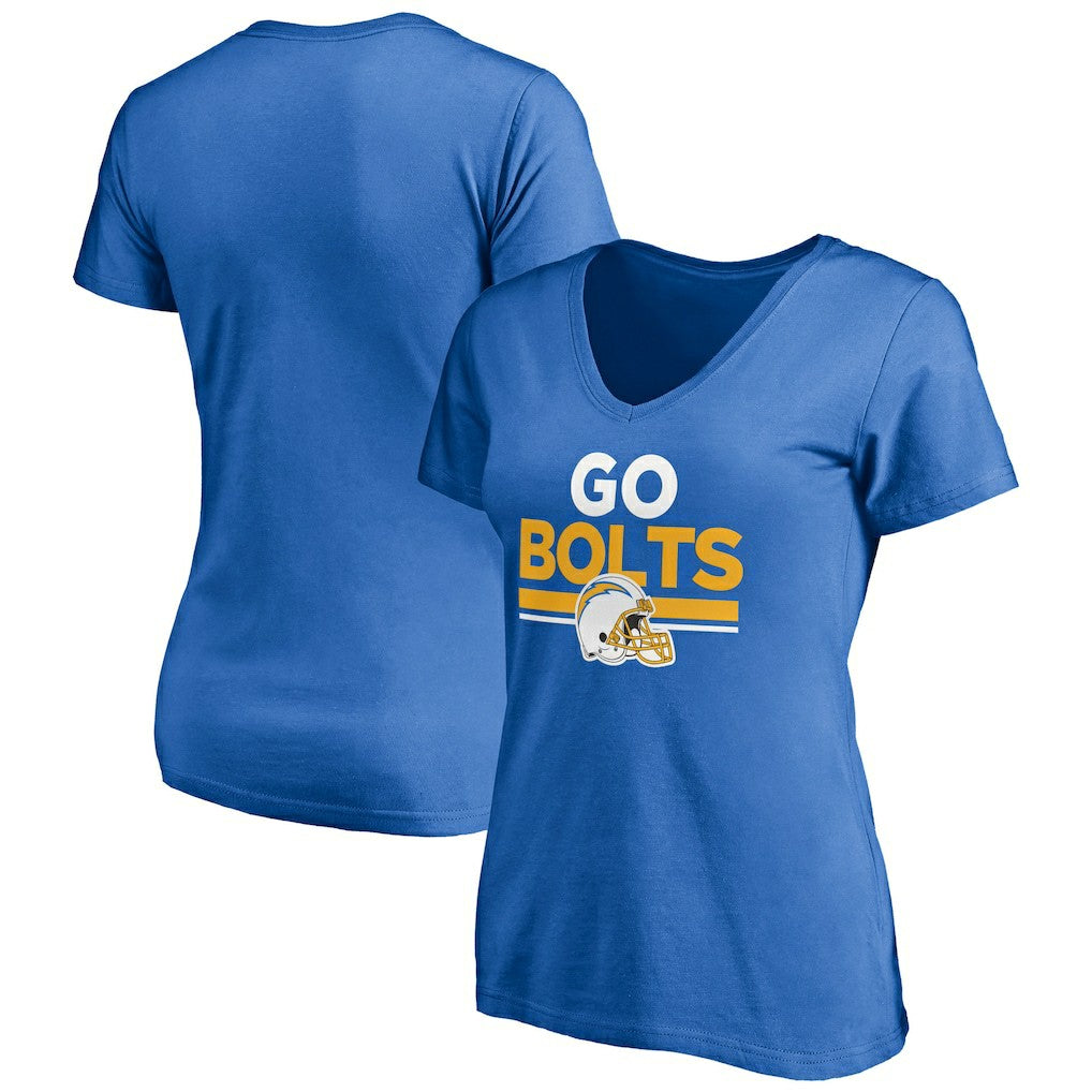 Los Angeles Chargers Women's Hometown Collection Go Bolts V-Neck T-Shirt Powder Blue | NFL