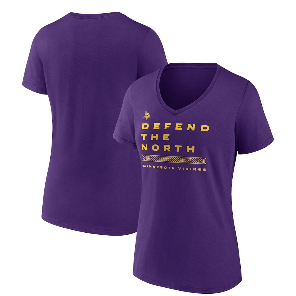 Minnesota Vikings Women's Hometown Collection Defend The North V-Neck T-Shirt Purple | NFL