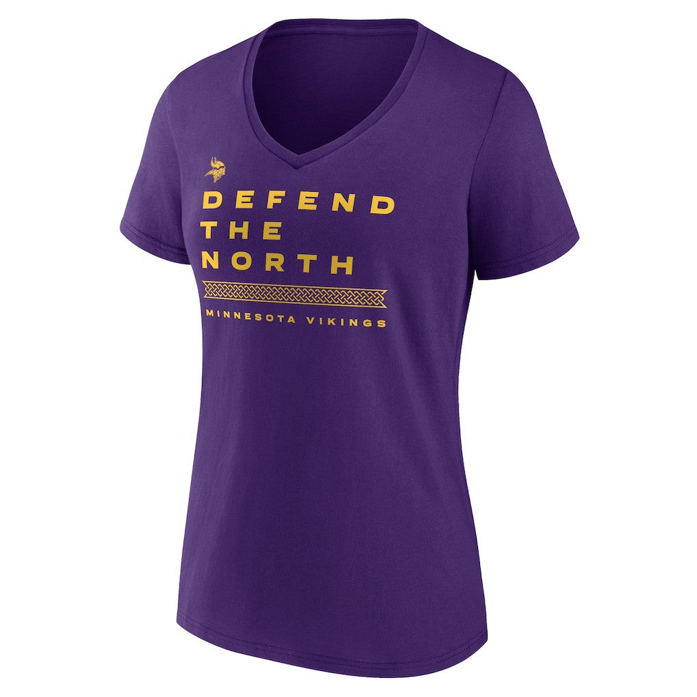 Minnesota Vikings Women's Hometown Collection Defend The North V-Neck T-Shirt Purple | NFL