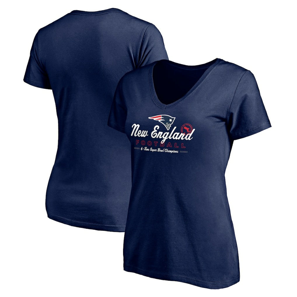 New England Patriots Women's Hometown Collection V-Neck T-Shirt Navy | NFL