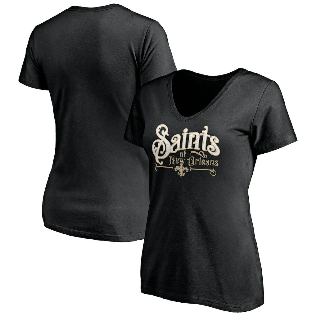 New Orleans Saints Women's Hometown Collection V-Neck T-Shirt Black | NFL