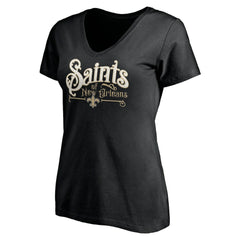 New Orleans Saints Women's Hometown Collection V-Neck T-Shirt Black | NFL