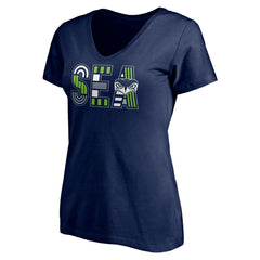 Seattle Seahawks Women's Hometown Collection V-Neck T-Shirt College Navy | NFL