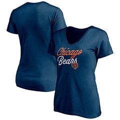 Chicago Bears Women's Long Stride V-Neck T-Shirt Navy | NFL