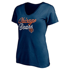 Chicago Bears Women's Long Stride V-Neck T-Shirt Navy | NFL