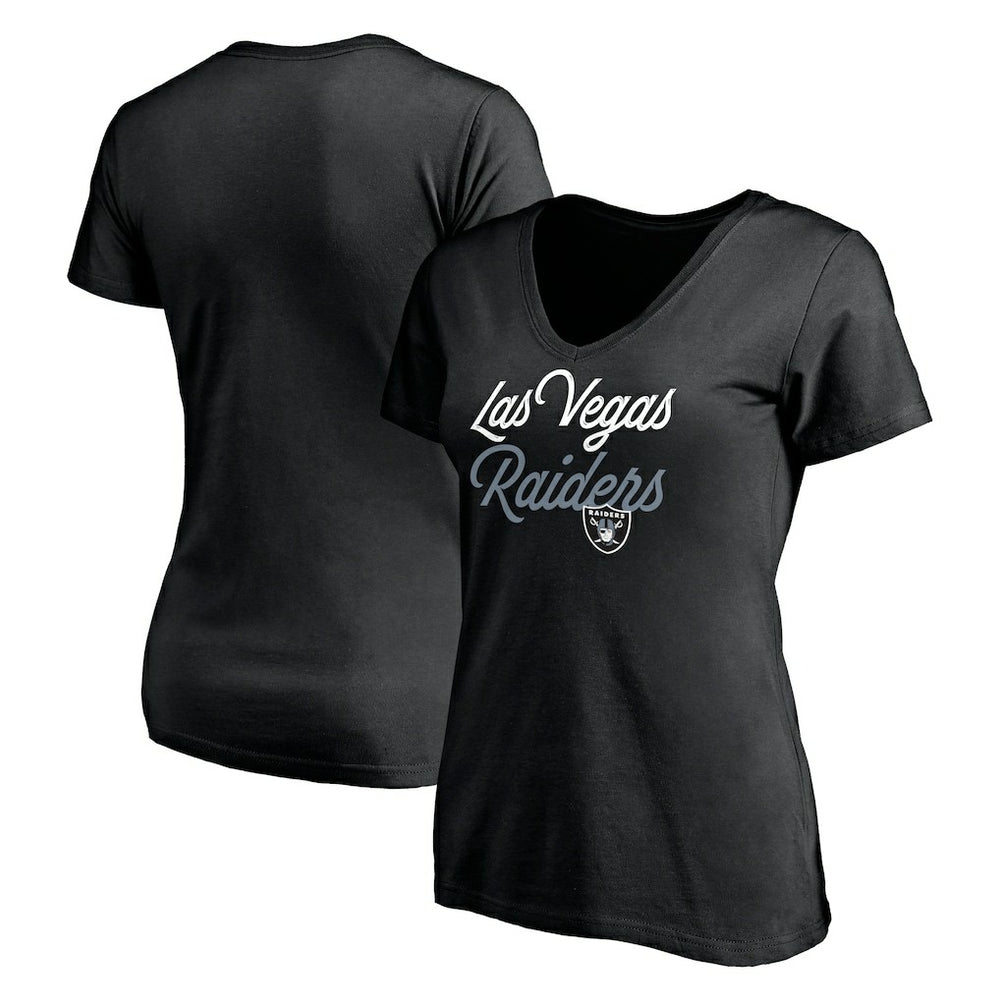 Las Vegas Raiders Women's Long Stride V-Neck T-Shirt Black | NFL