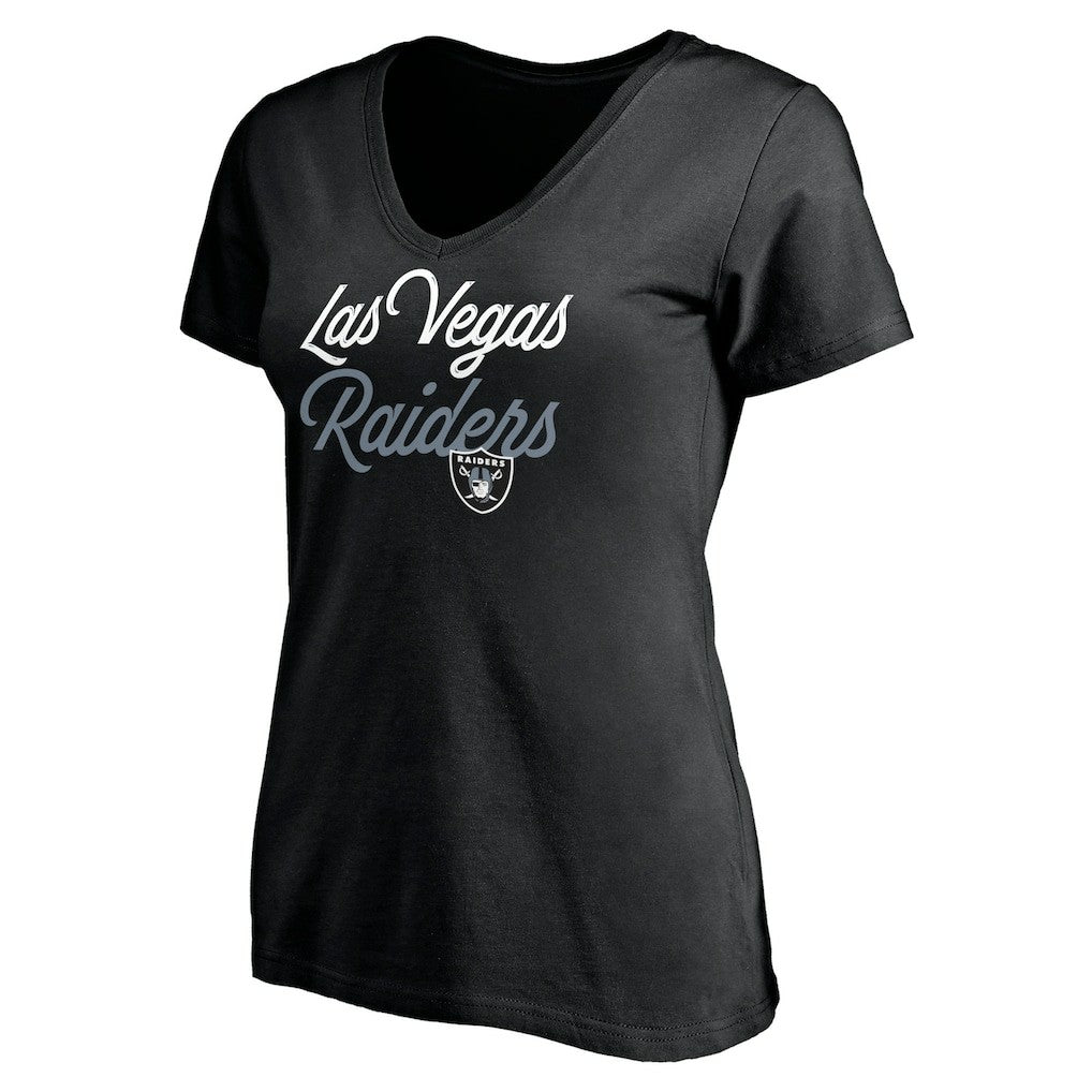 Las Vegas Raiders Women's Long Stride V-Neck T-Shirt Black | NFL