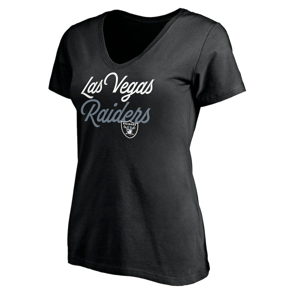 Las Vegas Raiders Women's Long Stride V-Neck T-Shirt Black | NFL