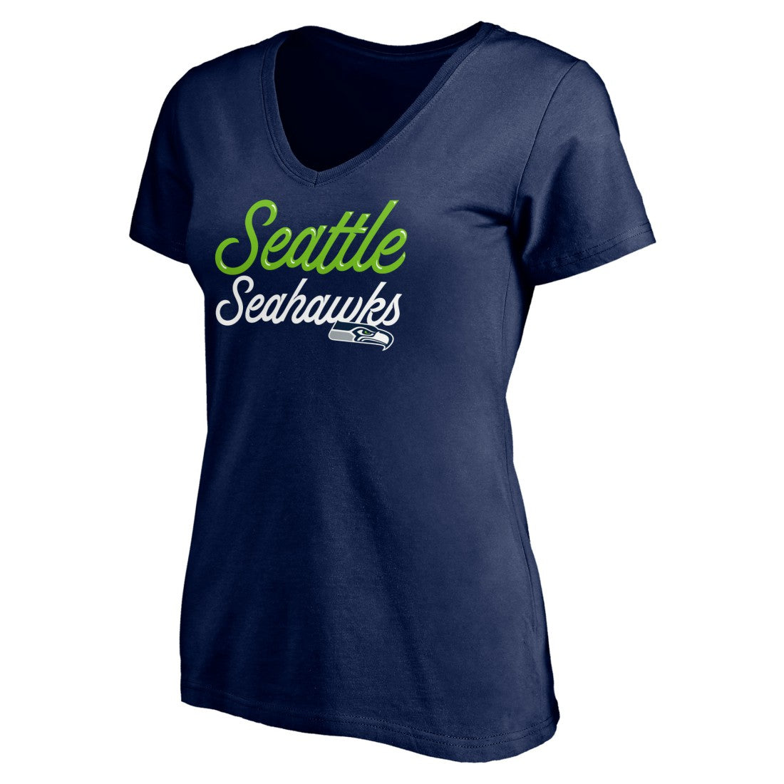 Seattle Seahawks Women's Long Stride V-Neck T-Shirt College Navy | NFL