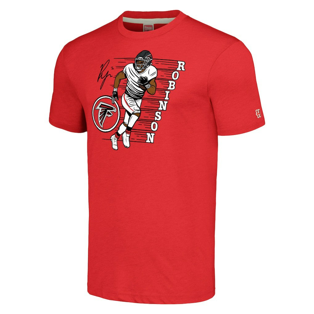 Bijan Robinson Atlanta Falcons Homage Unisex Caricature Player Tri-Blend T-Shirt Red | NFL