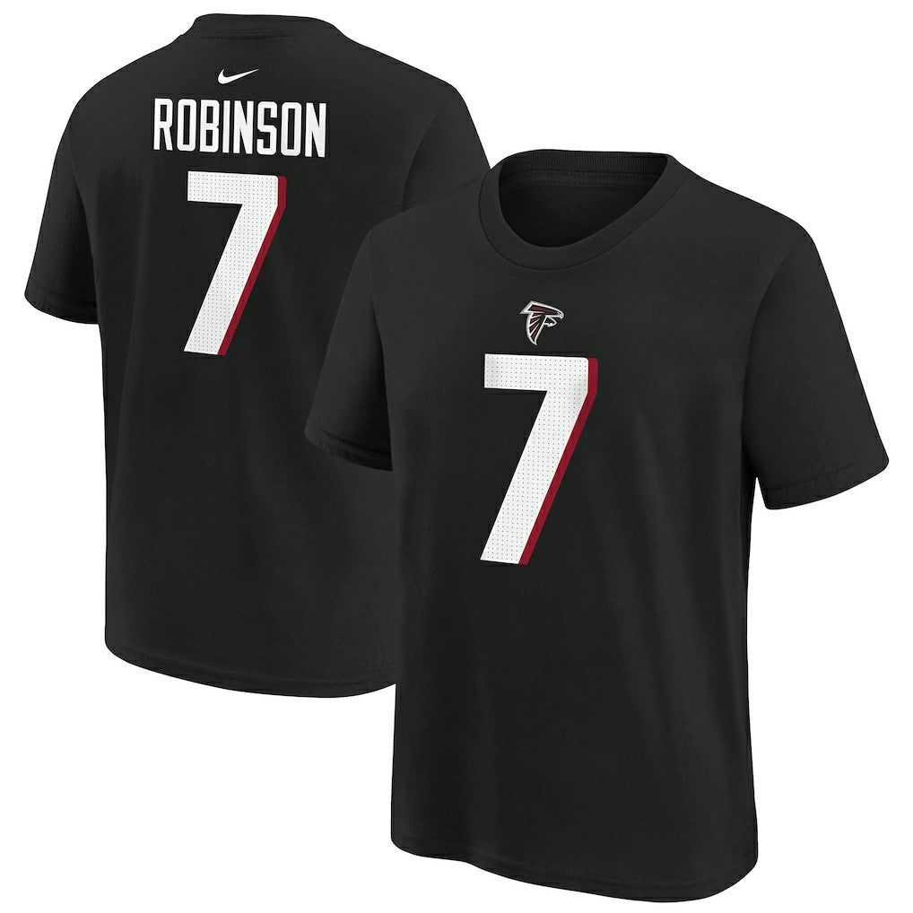Bijan Robinson Atlanta Falcons Youth Player Name & Number T-Shirt Black | Nike for Sale