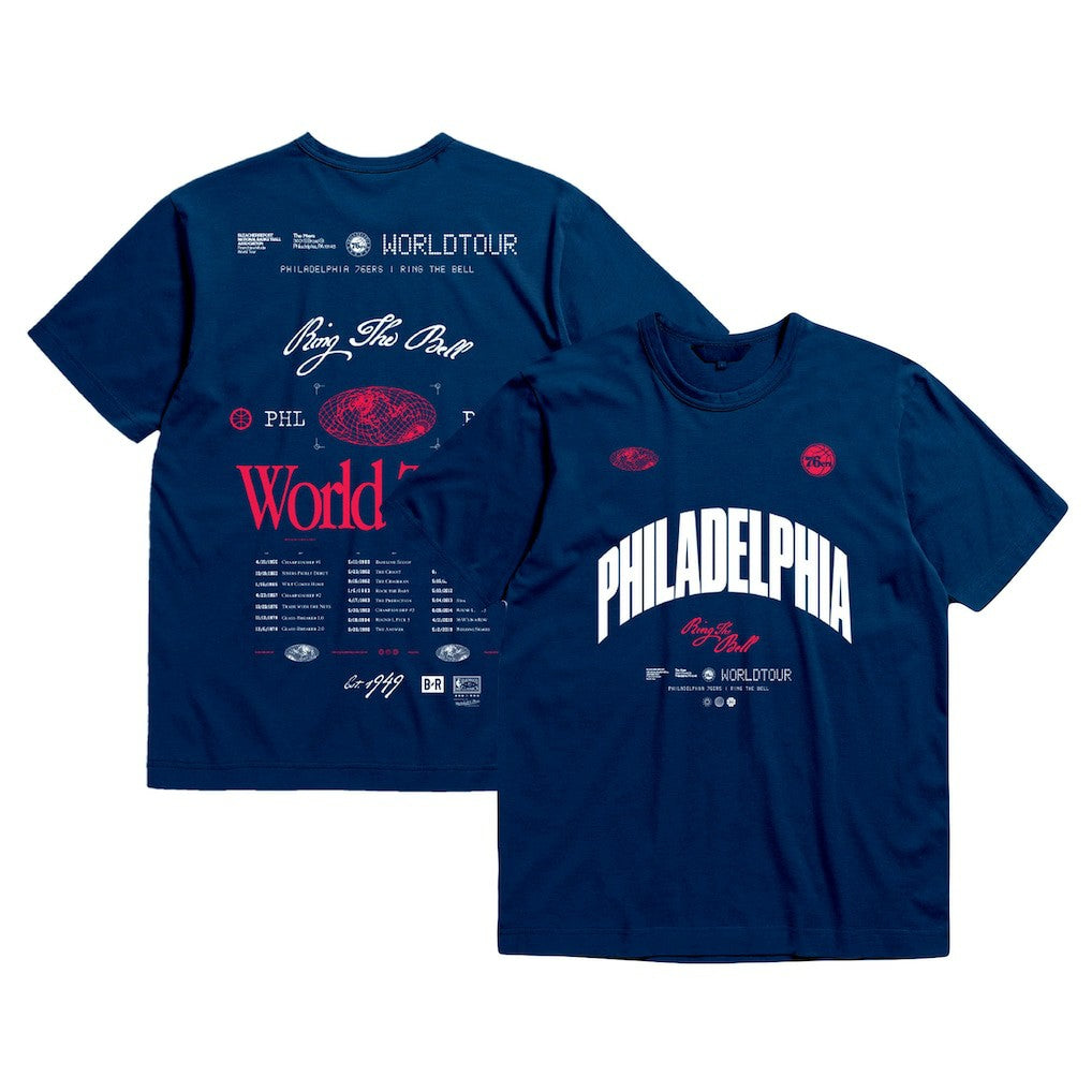 Philadelphia 76ers Bleacher Report x  Unisex World Tour T-Shirt Navy - NBA