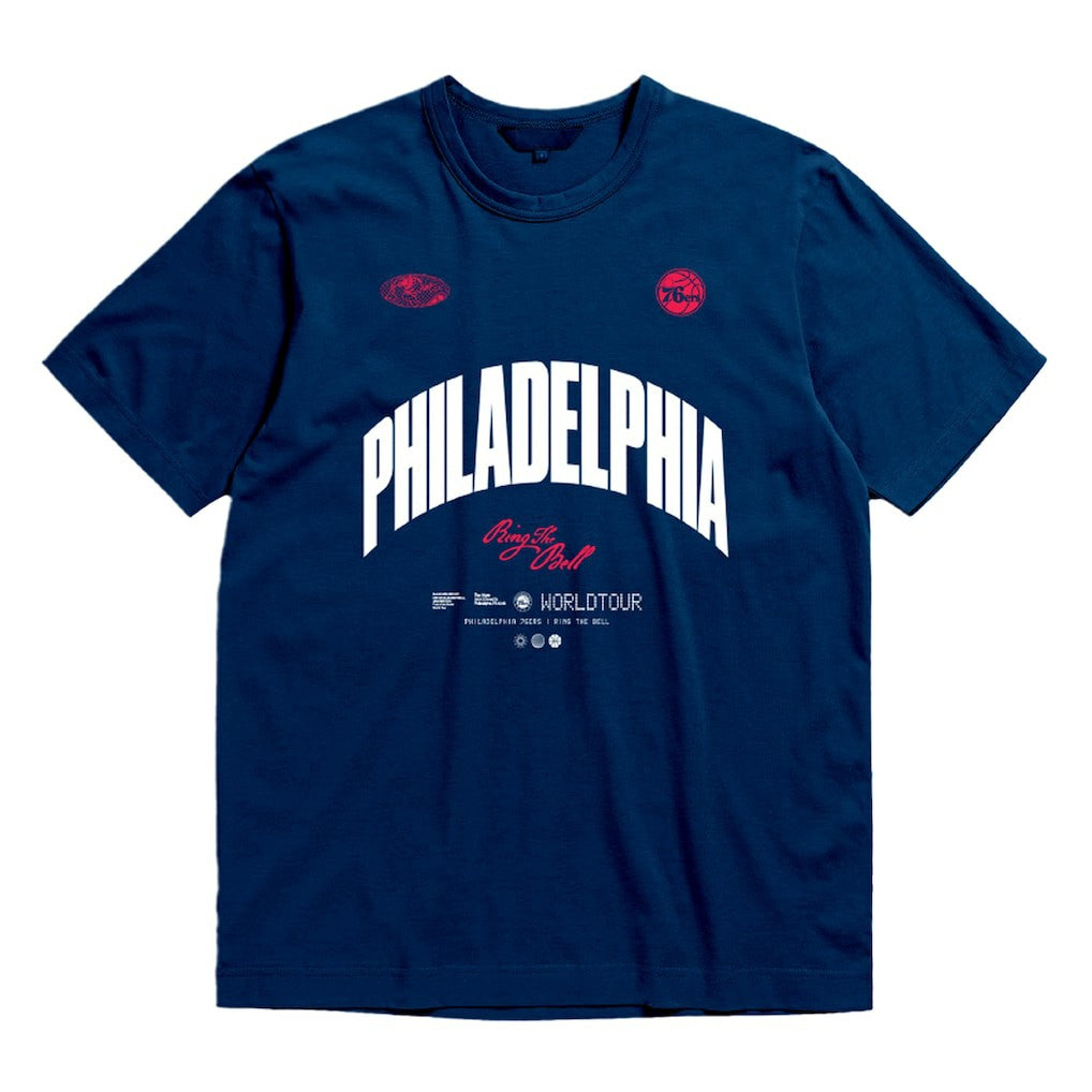 Philadelphia 76ers Bleacher Report x  Unisex World Tour T-Shirt Navy - NBA