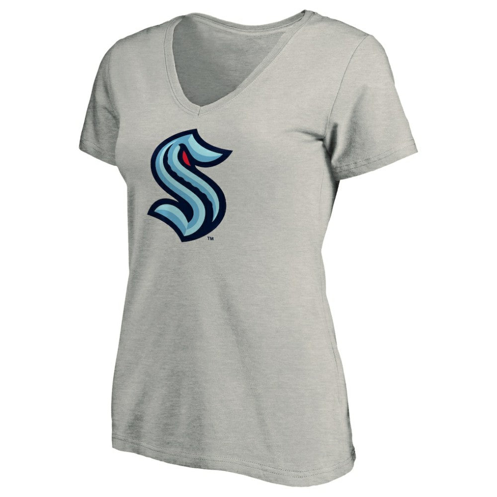 Seattle Kraken Women's Primary Logo V-Neck T-Shirt - Gray - NHL