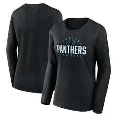 Carolina Panthers Women's Plus Size Foiled Play Long Sleeve T-Shirt Black | Fanatics