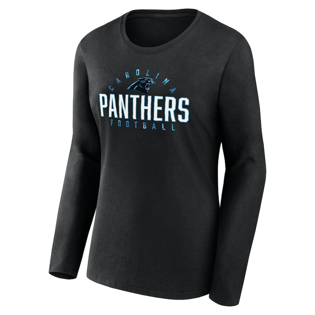 Carolina Panthers Women's Plus Size Foiled Play Long Sleeve T-Shirt Black | Fanatics