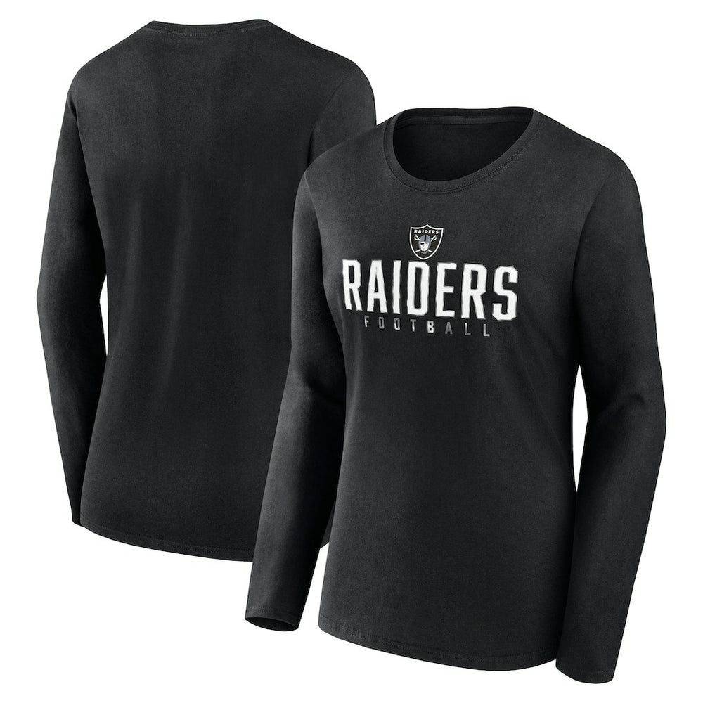 Las Vegas Raiders Women's Plus Size Foiled Play Long Sleeve T-Shirt Black | Fanatics
