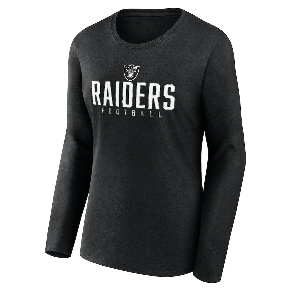 Las Vegas Raiders Women's Plus Size Foiled Play Long Sleeve T-Shirt Black | Fanatics
