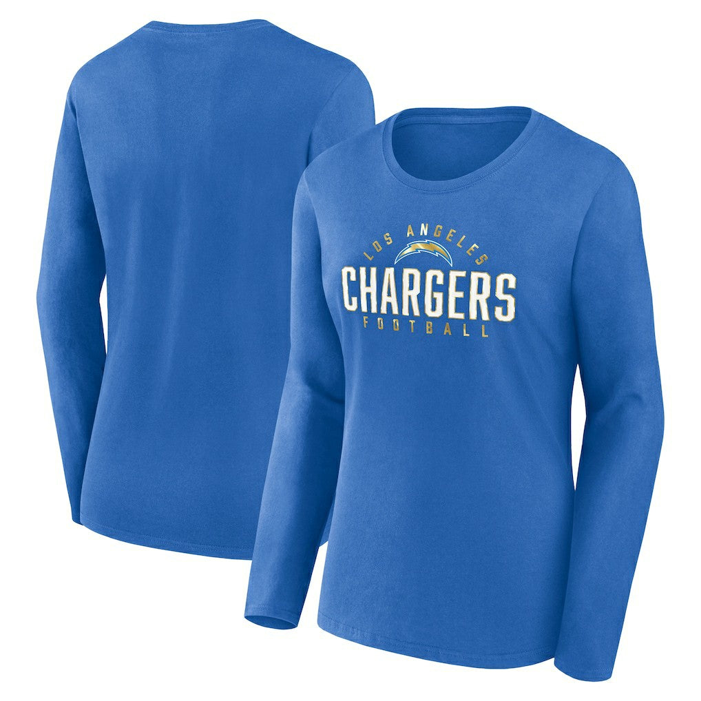 Los Angeles Chargers Women's Plus Size Foiled Play Long Sleeve T-Shirt Powder Blue | Fanatics